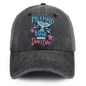 Mermaid Accessories for Girls, Mermaid Hair Don't Care Hat, Christmas Mothers Day Birthday Gifts for Sister Daughter Wife Mom Niece, Adjustable Cotton Sun Summer Vacation Beach Baseball Caps for Women