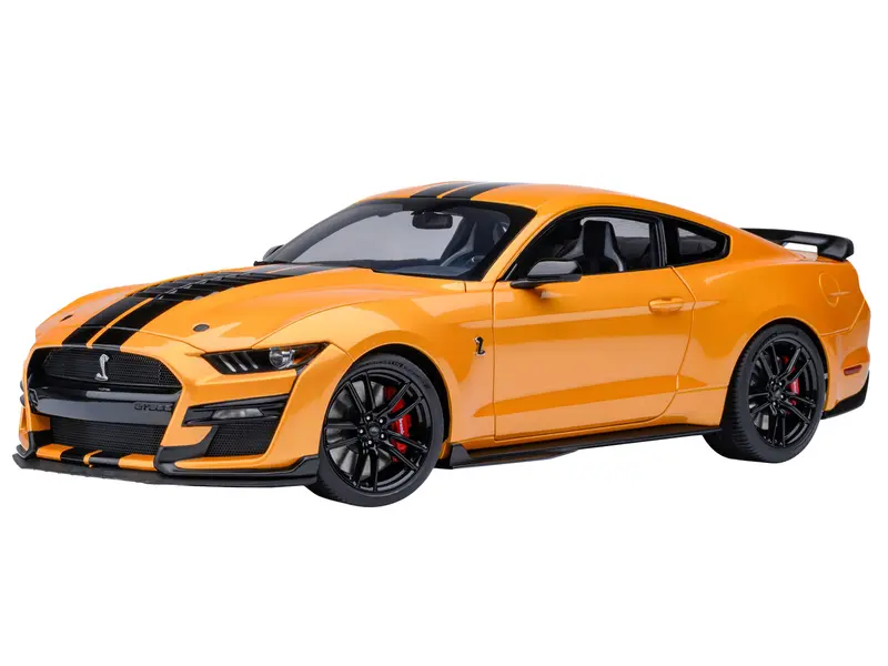 Ford Mustang Shelby GT500 Cyber Orange Metallic with Black Stripes 1/18 Model Car by Autoart