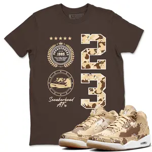 Unisex T-shirt to match Jordan 3 Desert Camo - Sneaker Emblem. 100% Cotton for Casual Wear. Comfortable Summer Unisex T-Shirt to match Jordan Sneaker. Streetwear Style. urban outfitters