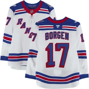 WIll Borgen New York Rangers Game-Used #17 White Set 2 Jersey from the 2025-26 NHL Season - Fanatics Authentic Certified