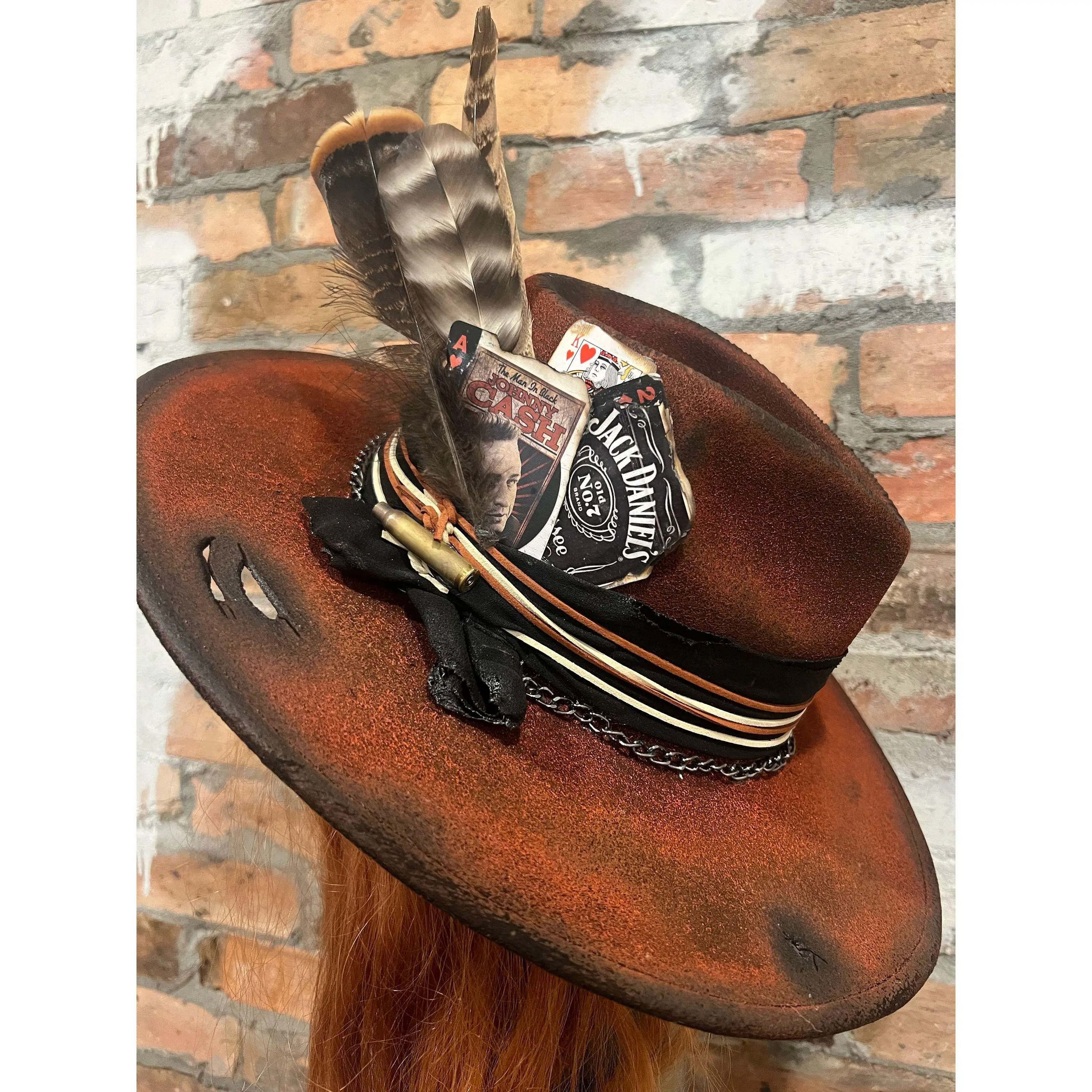 Cash Custom Burned Hat. Cash Custom Burned Hat.