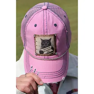 Cat Mugshot Baseball Cap - Pink
