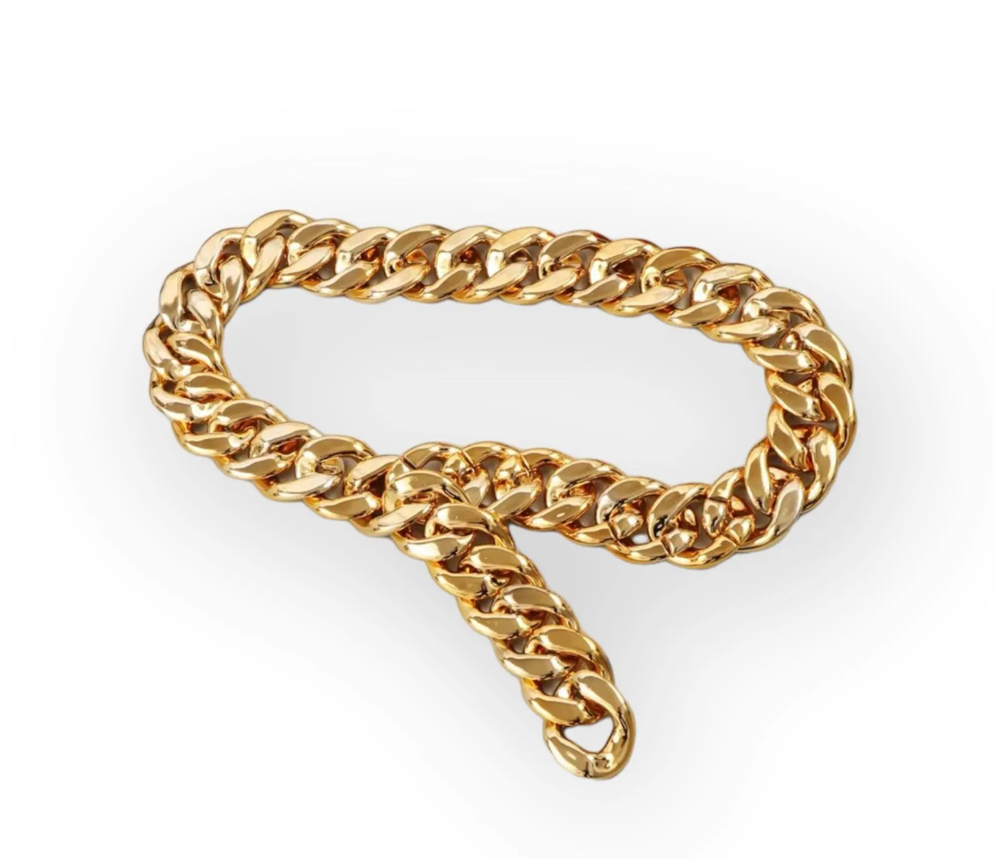 Large Link Cuban Chain Belt for Women, Gold Metal Coated, Versatile Waist Chain