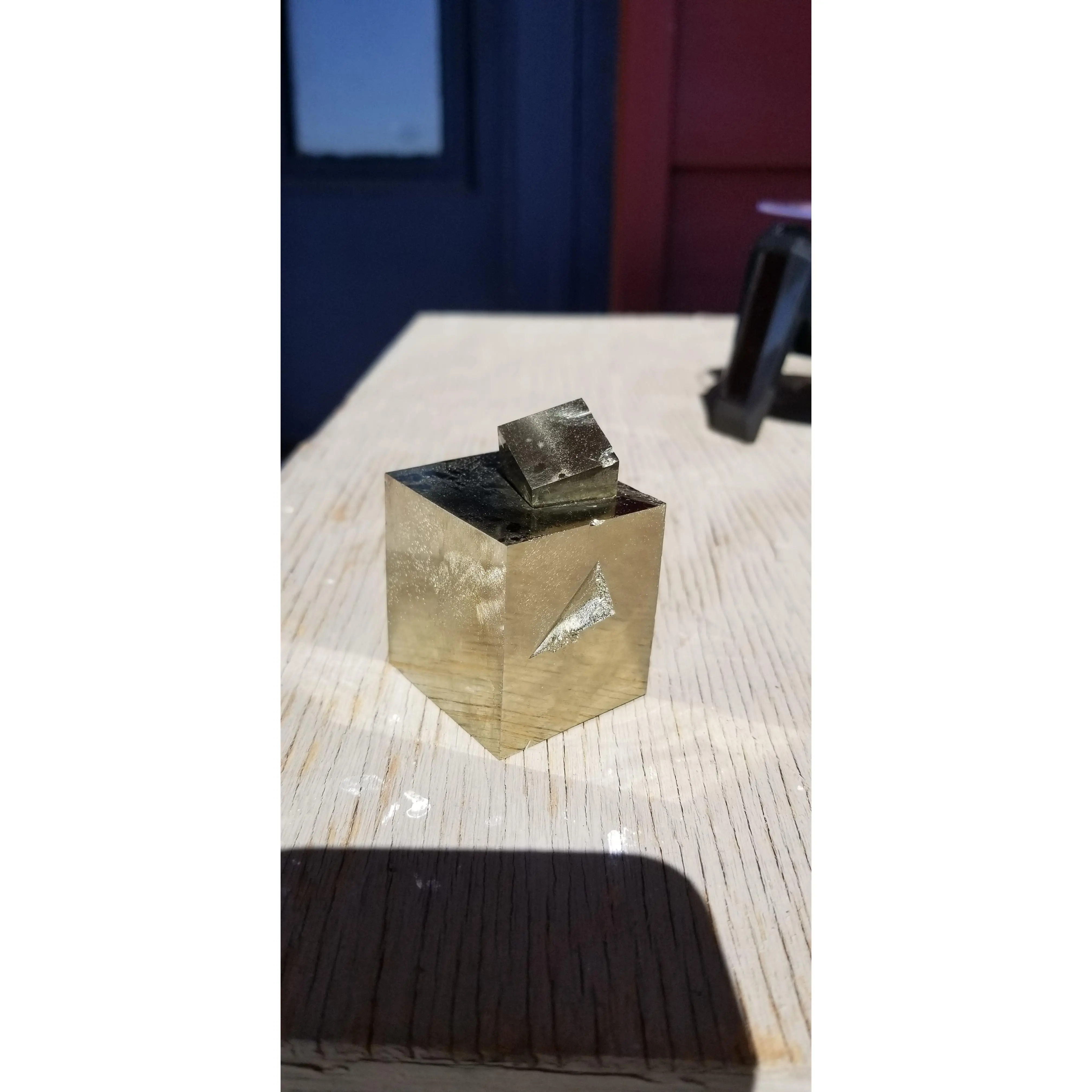 Natural polished Spanish pyrite cube