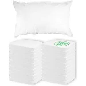100 Pack Disposable Pillow Cases, White Single Use  Soft Non-Woven, Standard Size 20" x 31", for , , Hotel,