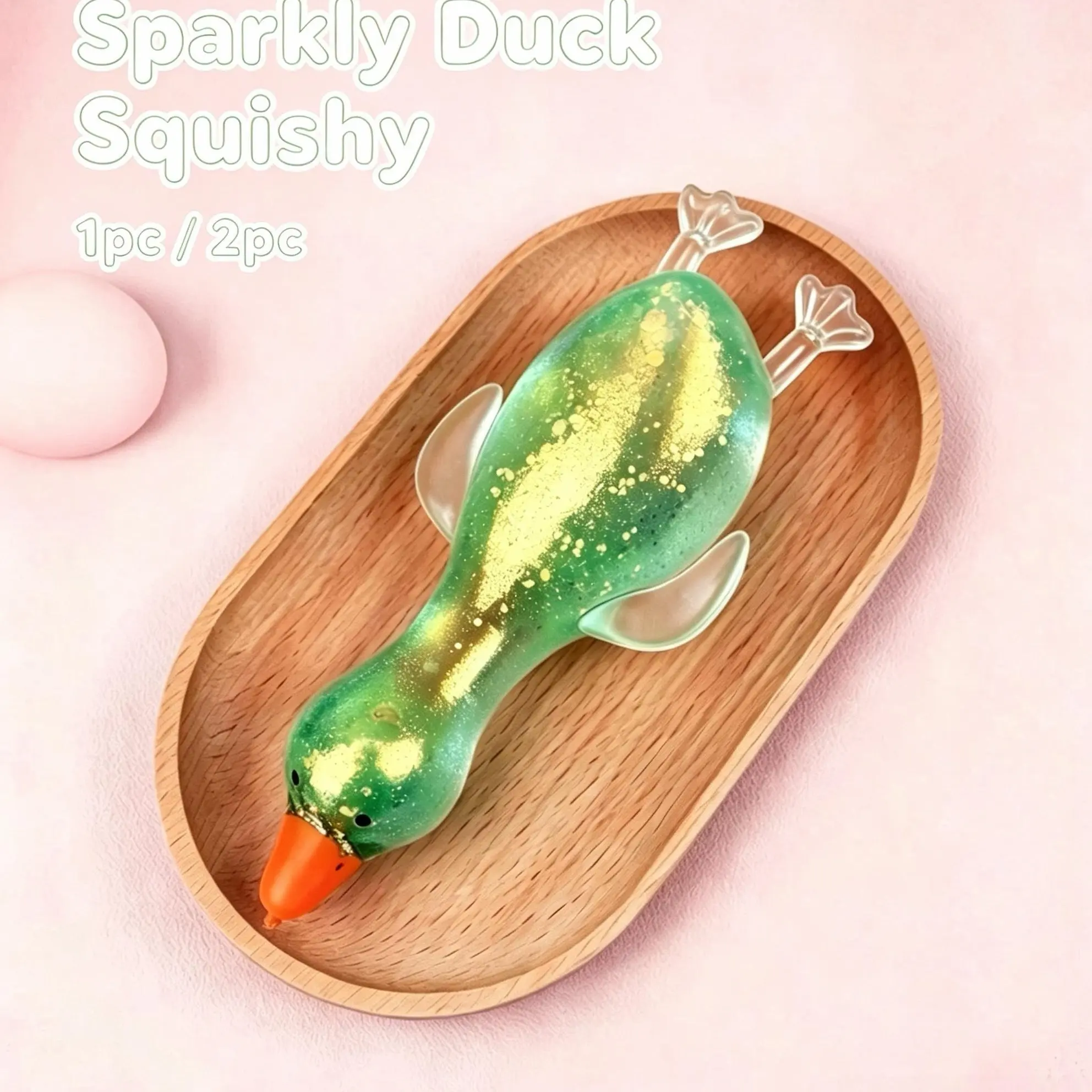Sparkly Duck Squishies Toy, Squeeze Stress Relief Fidget Toy, Holiday Gift for Kids, 1pc-2pc Optional, Squishies Toys