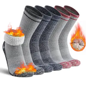 3 Pairs Men's Warm Thermal Crew Socks Insulated Cozy Wool Socks for Fall & Winter Outdoor Hiking Daily Casual Wear Gym Workouts Perfect Gifts for Men - Christmas