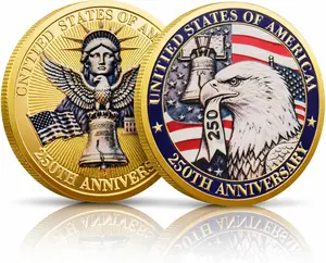 USA 250th Anniversary Commemorative Coin, Double-Sided Challenge Coin High Relief Metal Patriotic Collectible Coins, America 250 Merchandise for Celebration & Gifting