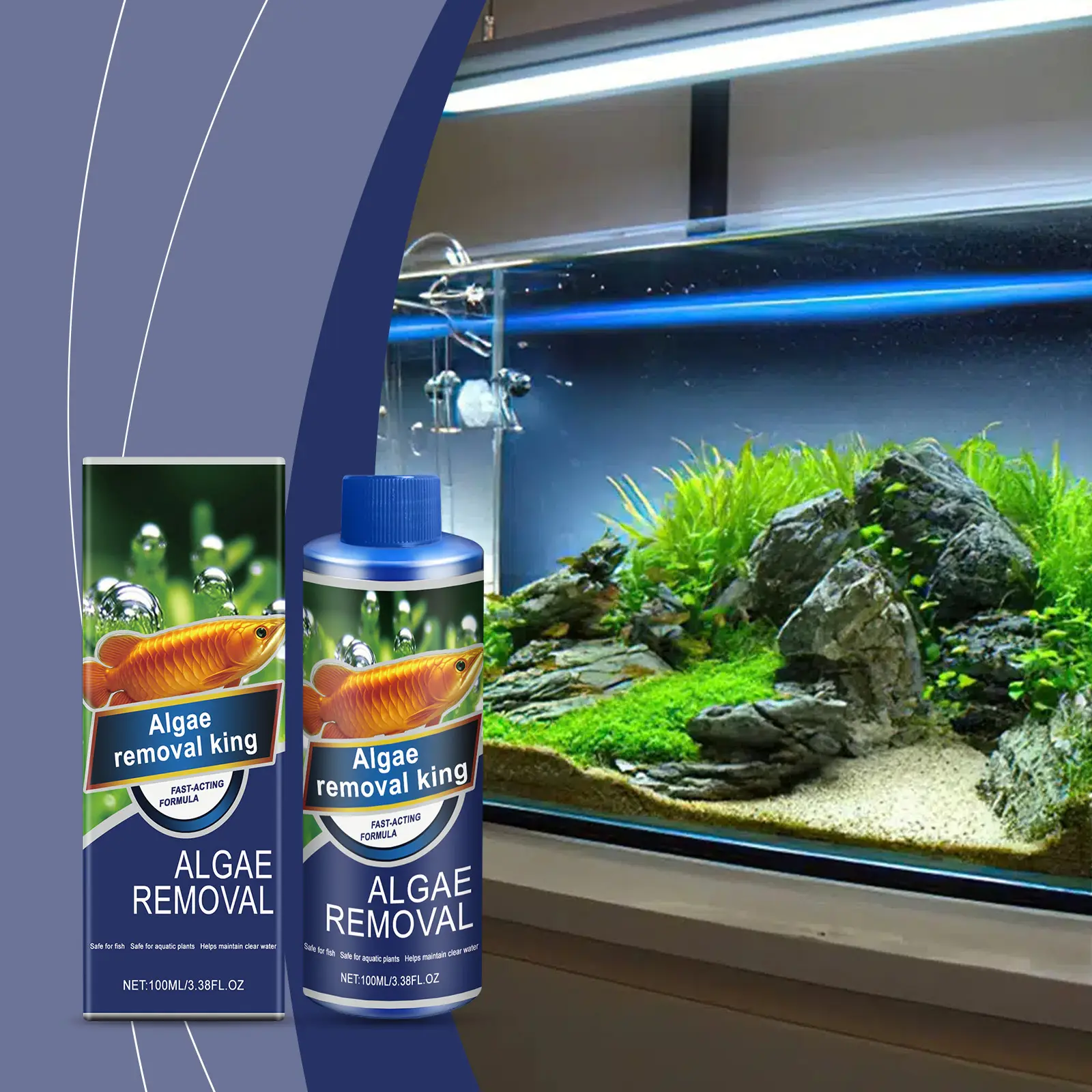 Aquarium Water Purifier, Clean Fish Tank Stains, Algae Removal, Algae Remover For Fish Tank, Safe for Fish, Daily Maintenance, Aquarium Care, Algae Killer