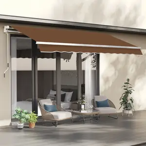 10x8 ft retractable window awning coffee brown UV protection light rain resistant versatile mounting for home exterior decor