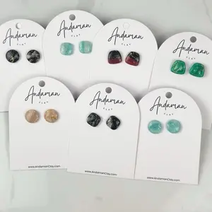 Handmade Marble Clay Stud Earrings - Minimalist Jewelry with Unique Design and Elegant Finish