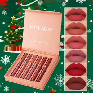 6Pcs Lipstick Makeup Set, SatinTexture Plumping Matte liquidMoisturizing Long-Lasting Wear Non-Stick Cup Not Fade WaterproofSmuage proofiip Gloss suitable forAll Occasions Party, Girs and WomenMakeup Accessories Glossy CosmeticLip Care Moisturizer