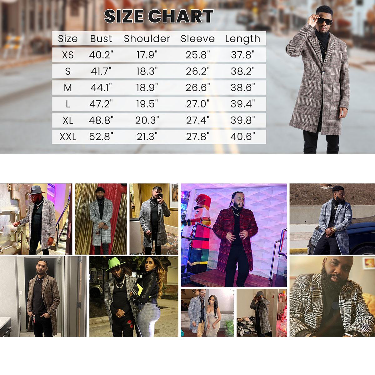 Kingapril Men's Wool Blend Pea Coat Notched Collar Single Breasted Overcoat Warm Winter Trench Coat Windproof Casual Jacket Plain Menswear Long Sleeve