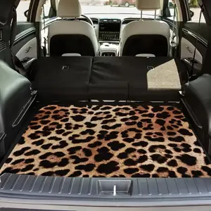 Leopard print pattern design, multifunctional car trunk pad, polyester fiber material, trunk decoration pad, car carpet, durable, easy to clean, protecting the car from wear and tear, compatible with most car models