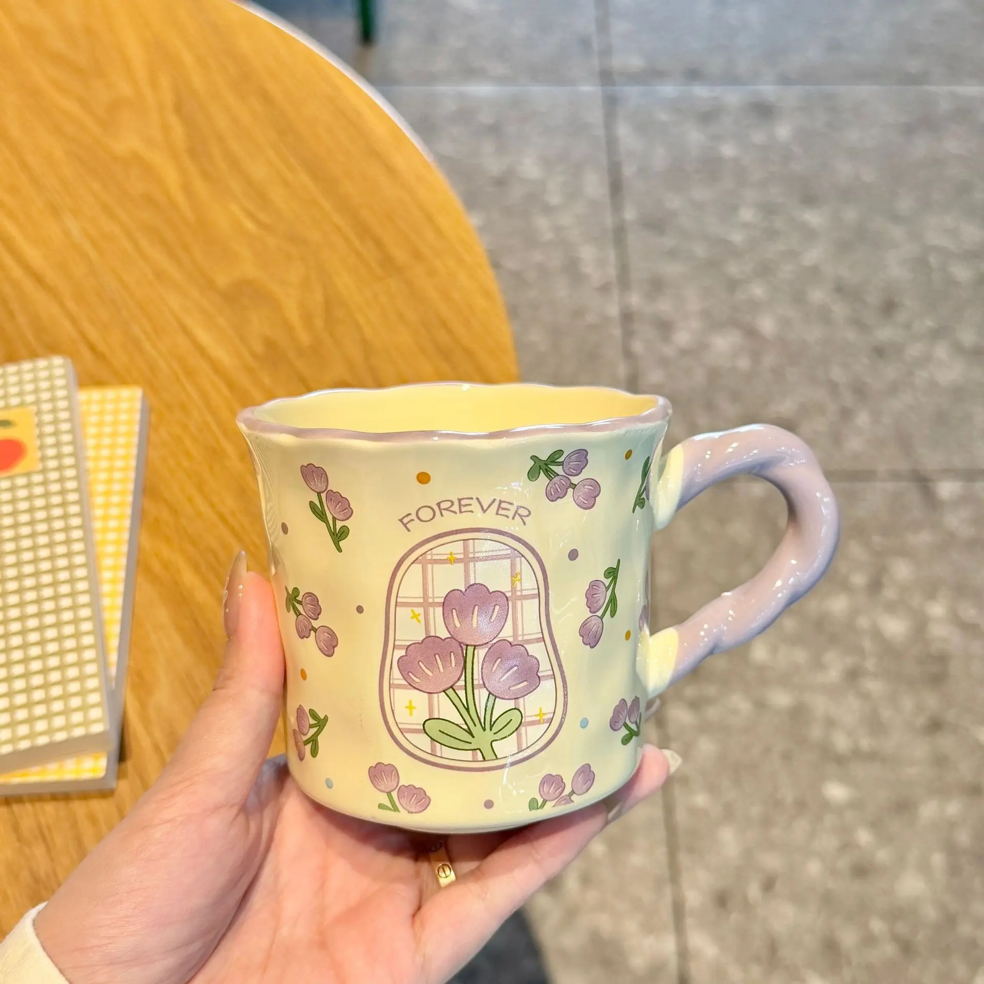 Style Floral Ceramic Mug, High Aesthetic Couple Cup, Girls Birthday Gift Souvenir, Home Water Cup, Perfect for Couples, Drinkware, Beverage Mug