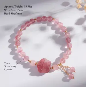 Sweet Paw: Strawberry Quartz & Mixed Crystal Bracelet