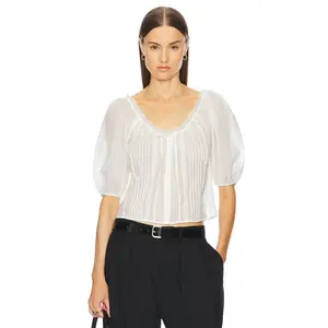 Helsa Voile Peasant Blouse in Ivory