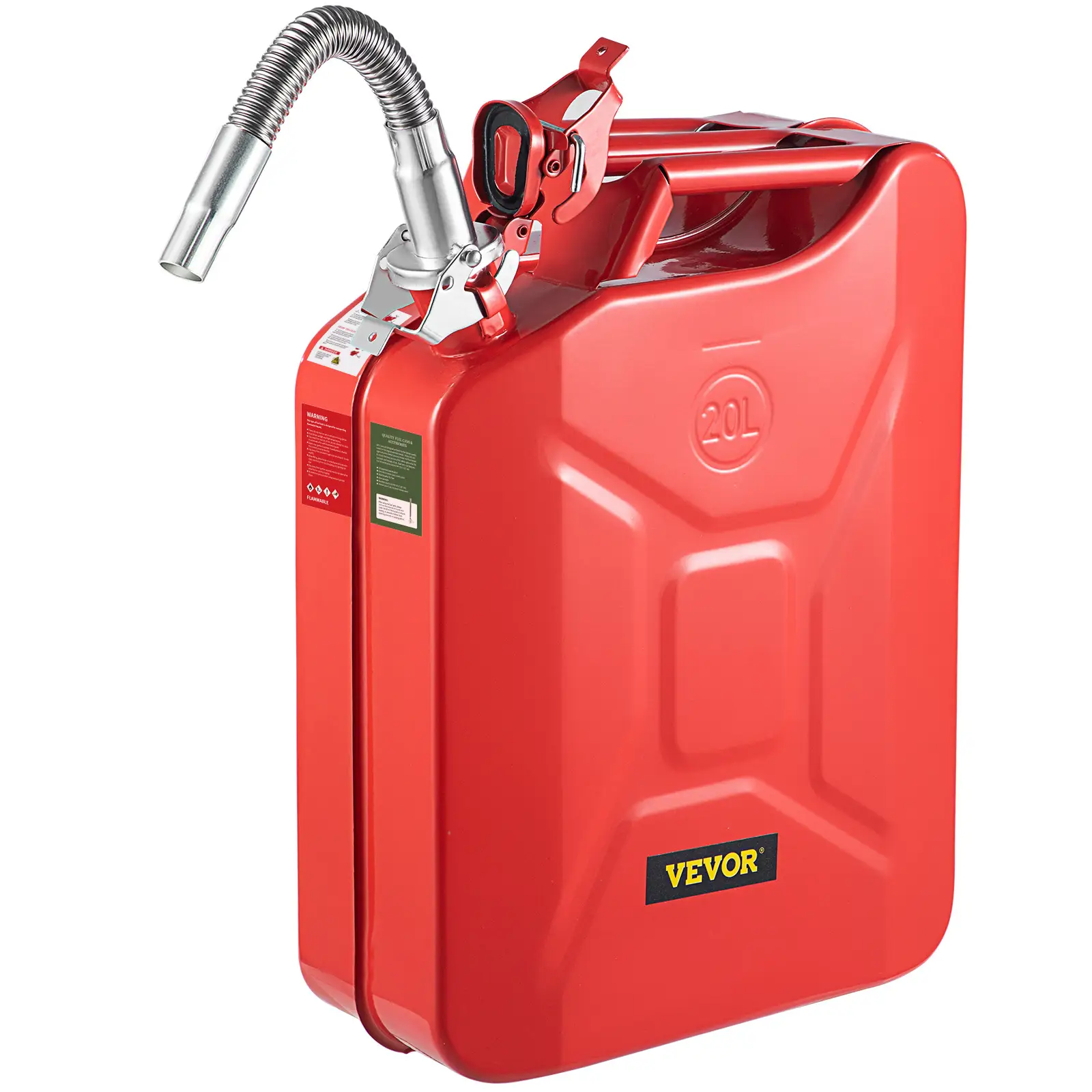 VEVOR Jerry Fuel Can, Various specifications, 5.3 Gallon / 20 L Portable Jerry Gas Can with Flexible Spout System, Rustproof ＆ Heat-resistant Steel Fu