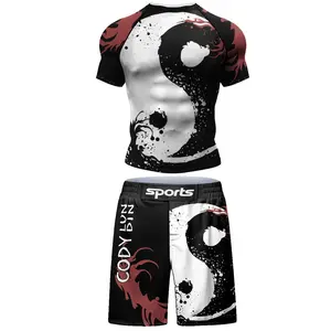 Two Sets of Sportswear, Bjj Jiu Jitsu Gi Rashguard + MMA Shorts, Muay Thai Pants, Cool Boxing Suit, Running Suit, Fitness Suit