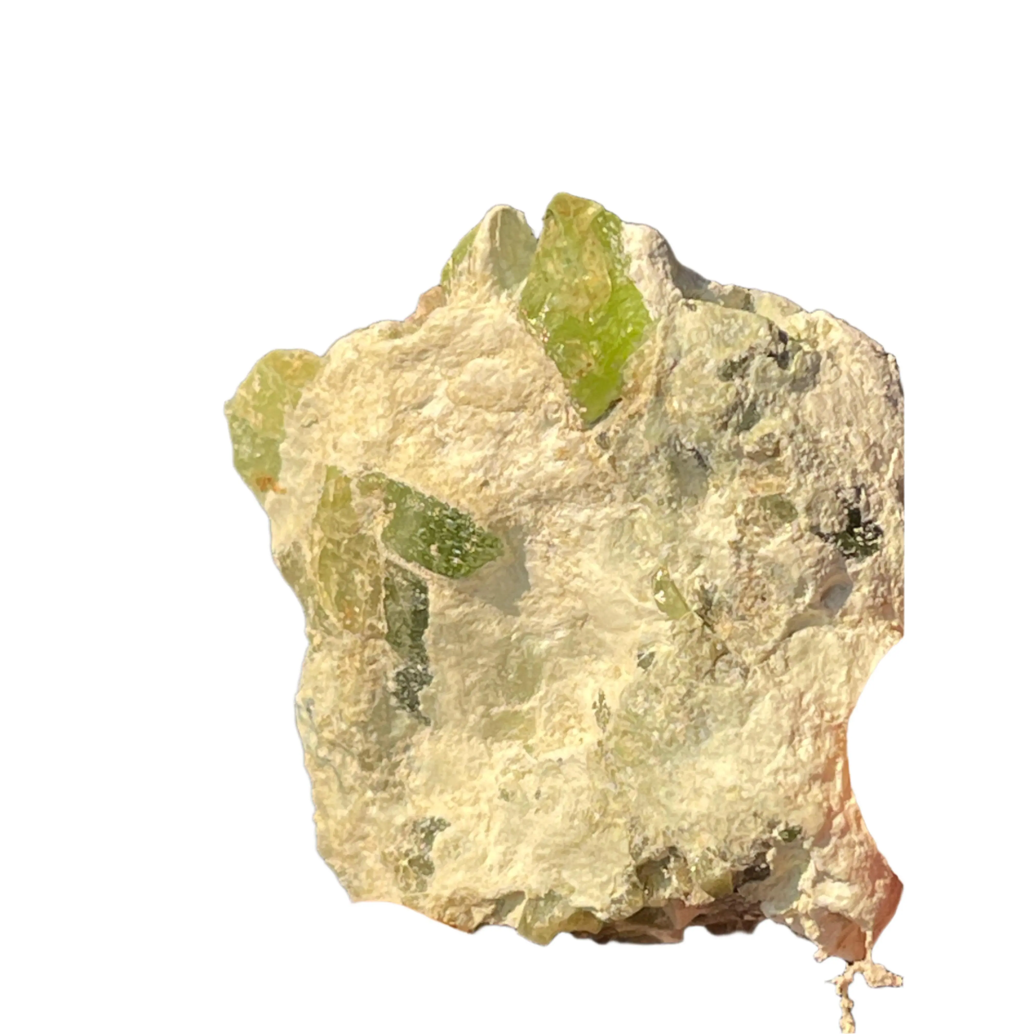 39 gram Peridot Crystal on feldspar from Mansehra Pakistan