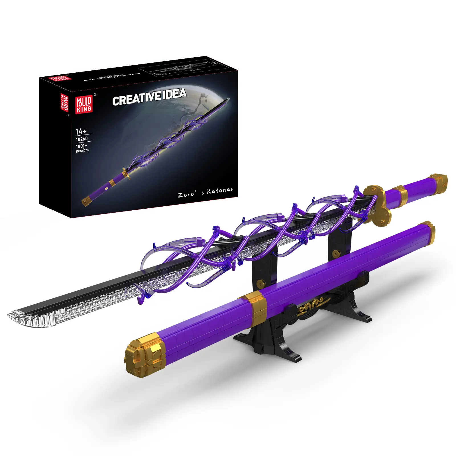 Mould King 10260 Purple Light Up Sword Building Set, 3D Model Building Kits, LED Blade Collectible Toy for TikTok Shop Spring Glow Up Enthusiasts