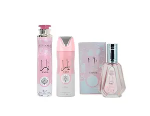 Yara Perfume (1.7oz) + yara Deodorant (6.67oz) + yara Air Freshener (10.0 oz) from lattafa Perfumes (unisex) Yara Perfume (1.7oz) + yara Deodorant (6.67oz) + yara Air Freshener (10.0 oz) from lattafa Perfumes (unisex)