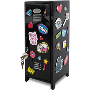 Mini Iron Safe Box with Lock and , Mini Storage Locker for Desk, Bedroom, , Office, School - Metal, Black