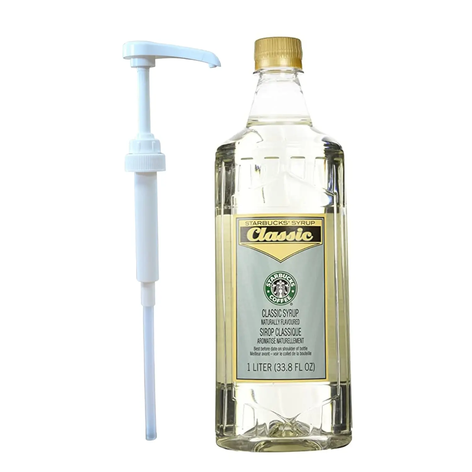 Starbucks Authentic Classic Flavoring Syrup for Coffee and Tea with White Syrup Pump Liquid Cane Sugar Syrup for Lattes, Iced Coffee, Cold Brew, Tea, Lemonade & Cafe Style Drinks