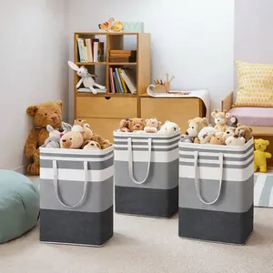 3 Pack Collapsible Laundry Baskets, Large 75L Waterproof Laundry Hampers with Freestanding Metal Frame and Reinforced Handles, Tall Clothes Storage Bin for Dirty Clothes, Towels, Blankets, Toys, Dorm Room, Bedroom and Bathroom Organization