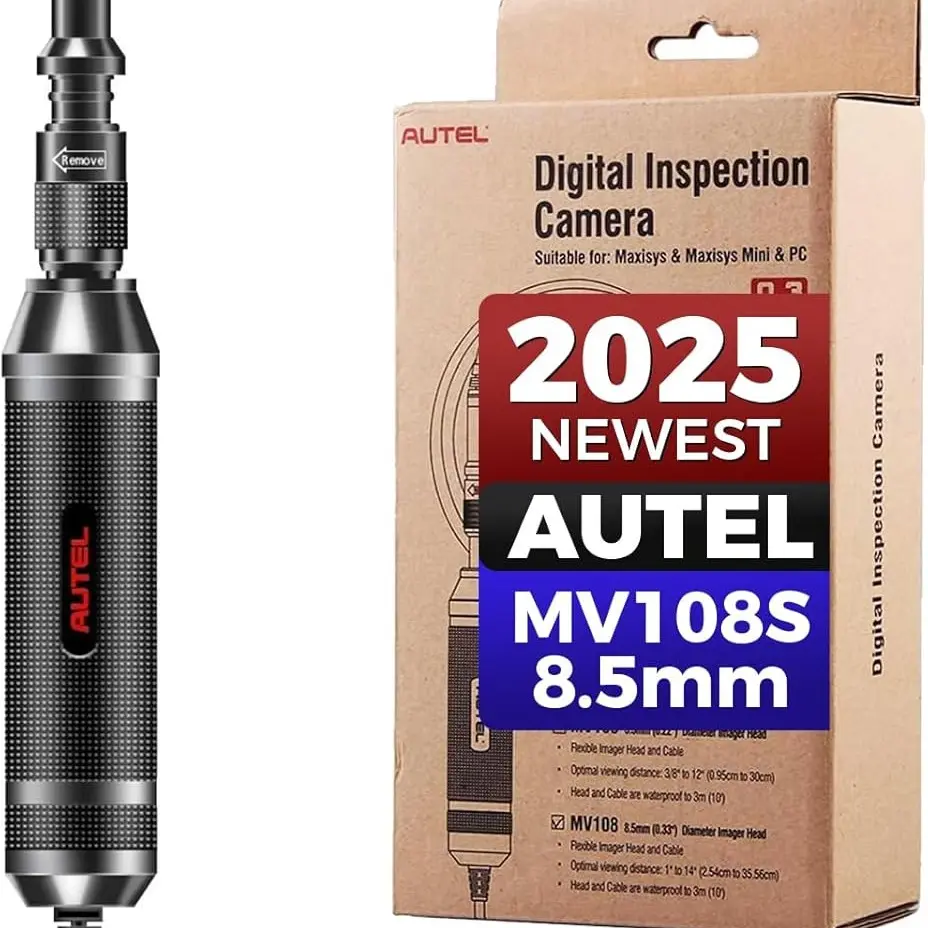 Autel MaxiVideo MV108S Borescope Inspection Camera: 2025 Digital Endoscope with 8.5mm Waterproof Image Head, Work w/All Autel Tools MK808S MK900 BT MS 906 Pro MS908S PRO II, Up of MV108 MV105S MV105