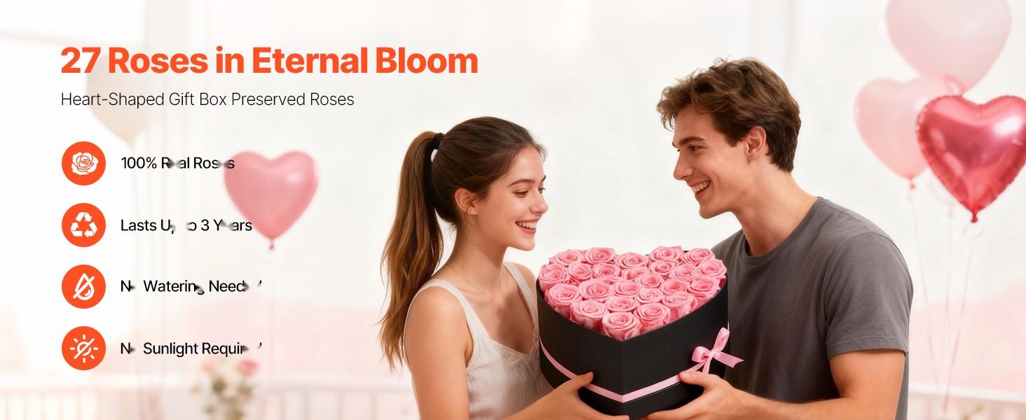 27 Preserved Roses in a Heart Shape Box - Eternal Flowers Immortal Bouquet in Pink, Long-Lasting Gift for Women, Wife, Mother, Anniversary, Valentine's Day, Birthday, Christmas Gift Idea 27 Preserved Roses in a Heart Shape Box - Eternal Flowers Immortal Bouquet in Pink, Long-Lasting Gift for Women, Wife, Mother, Anniversary, Valentine's Day, Birthday, Christmas Gift Idea
