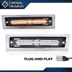 CROSSDESIGN LED Front Side Marker Light White Lens Fit For 1981-91 Chevrolet C10 C20 C30 GMC