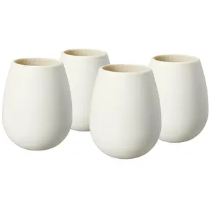 Unbreakable Silicone Stemless Wine Glassware | Set of 4 | Reusable & Shatterproof Tumbler Drinkware for Wine, Water, Cocktails, Champagne Glass for Parties, Camping, Beaches, Boats - (White)