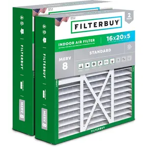 Filterbuy 16x20x5 Air Filter (2-Pack), Pleated MERV 8 Dust Defense HVAC AC Furnace Air Filters for Honeywell FC100A1003, Lennox X0592, and More