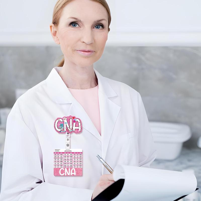 CNA Badge Reel with Badge Buddy - Pink Certified Assistant Badge Reel and CNA Badge Buddy Retractable ID Clip for Gifts Work Accessories Essentials Conversion Charts CNA Badge Reel with Badge Buddy - Pink Certified Assistant Badge Reel and CNA Badge Buddy Retractable ID Clip for Gifts Work Accessories Essentials Conversion Charts