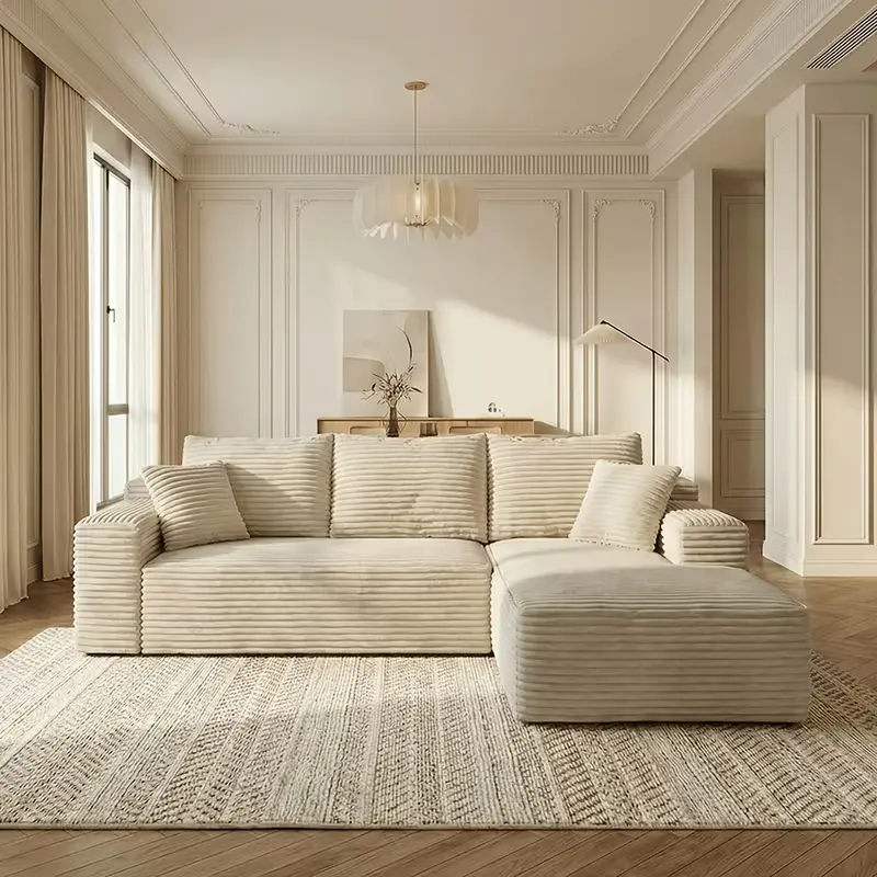 Beige-right-facing Chaise