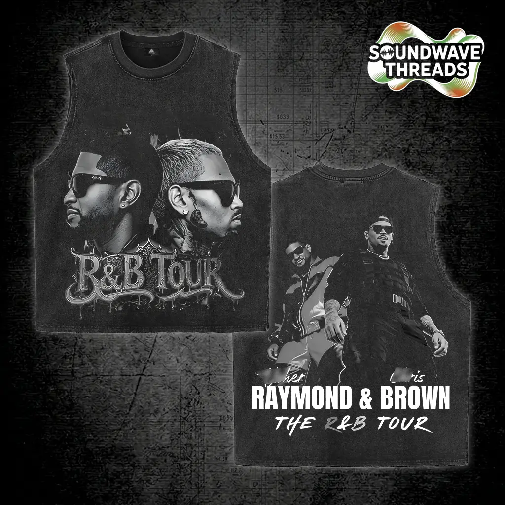 The R&B Tour 2026 : Raymond & Brown V15 Premium Acid Washed Tank Top, R&B Music Duo Graphic Tee, Urban Hip Hop Soul Streetwear Shirt, Concert Tour Merch, Gift for R&B Fans, Vintage Music Tee