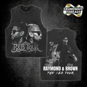 The R&B Tour 2026 : Raymond & Brown V15 Premium Acid Washed Tank Top, R&B Music Duo Graphic Tee, Urban Hip Hop Soul Streetwear Shirt, Concert Tour Merch, Gift for R&B Fans, Vintage Music Tee