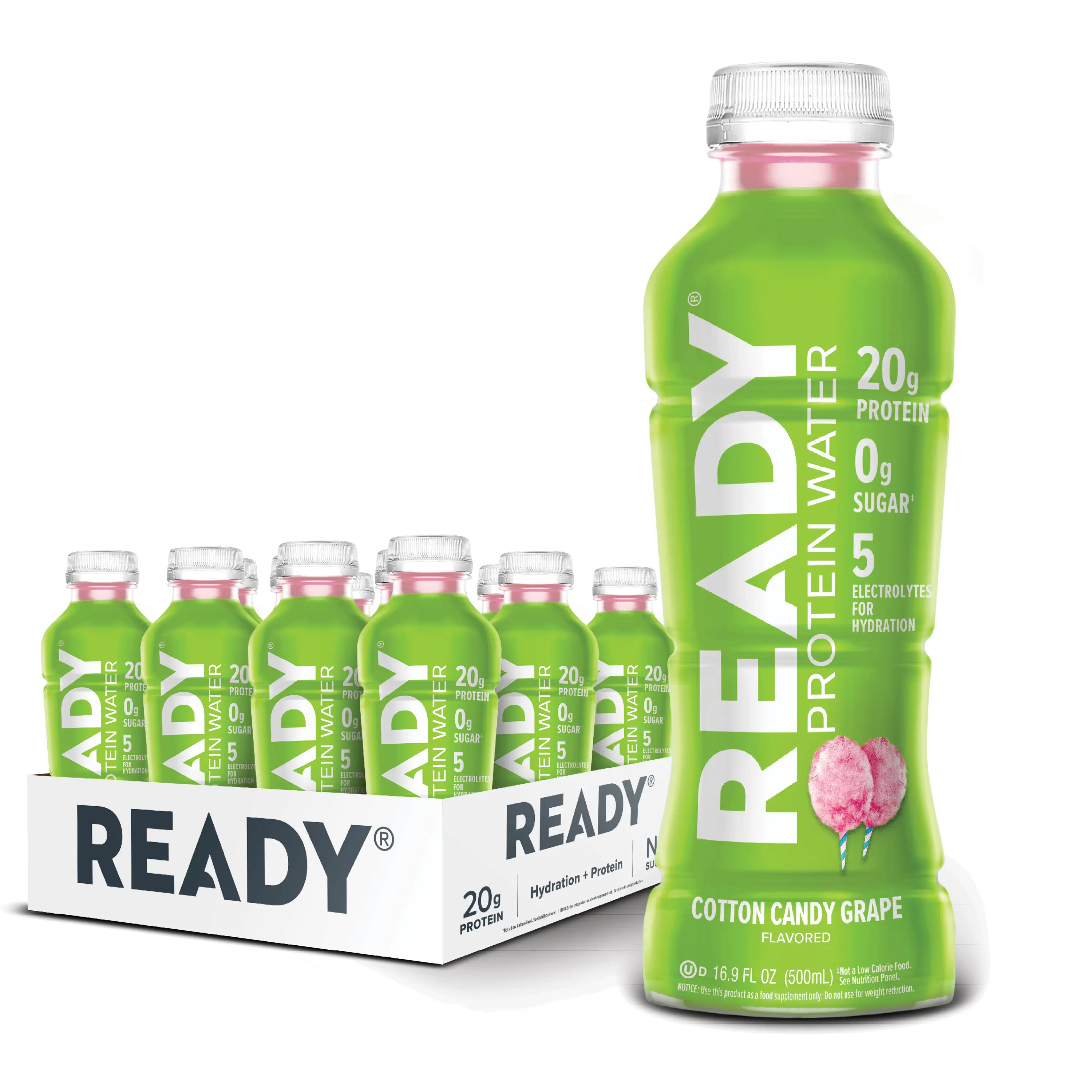 Ready Protein Water - Cotton Candy Grape, 12 Pack - 20g of Protein