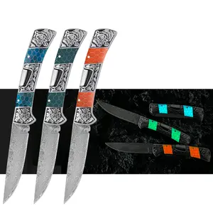 Absorbance Bright Damascus Folding Knife EDC Knives Outdoor Tool