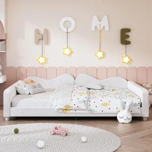 Upholstered Daybed, Sherpa Fabric Sofabed with Cloud-Shaped Backrest, No Box-spring Needed Unique Bedroom Furniture