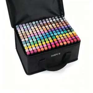 Dual Tip Alcohol Markers Set 120 Color, 168 Color ,262 Color, Professional Quality Dual Head Design for Artists Adult Coloring Illustration Portable Storage Case Art Supplies Drawing Tool Brush tiktokshopspringglowup