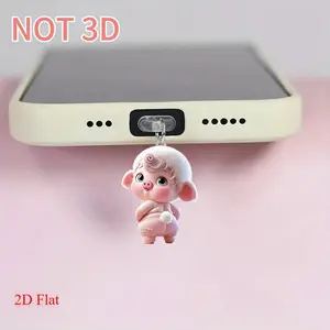 2D Cute Pig Acrylic Dust Plug for iPhone Type-C iPad Android Tablets AirPods Charging Port Decoration Holiday Gift, Phone Charm, Phone Accessory, Cell Phone Charm