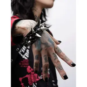 Punk Gothic Snake Skin Studded Bracelet Handmade Rivet Bangle Edgy Subculture Gift For Women Men