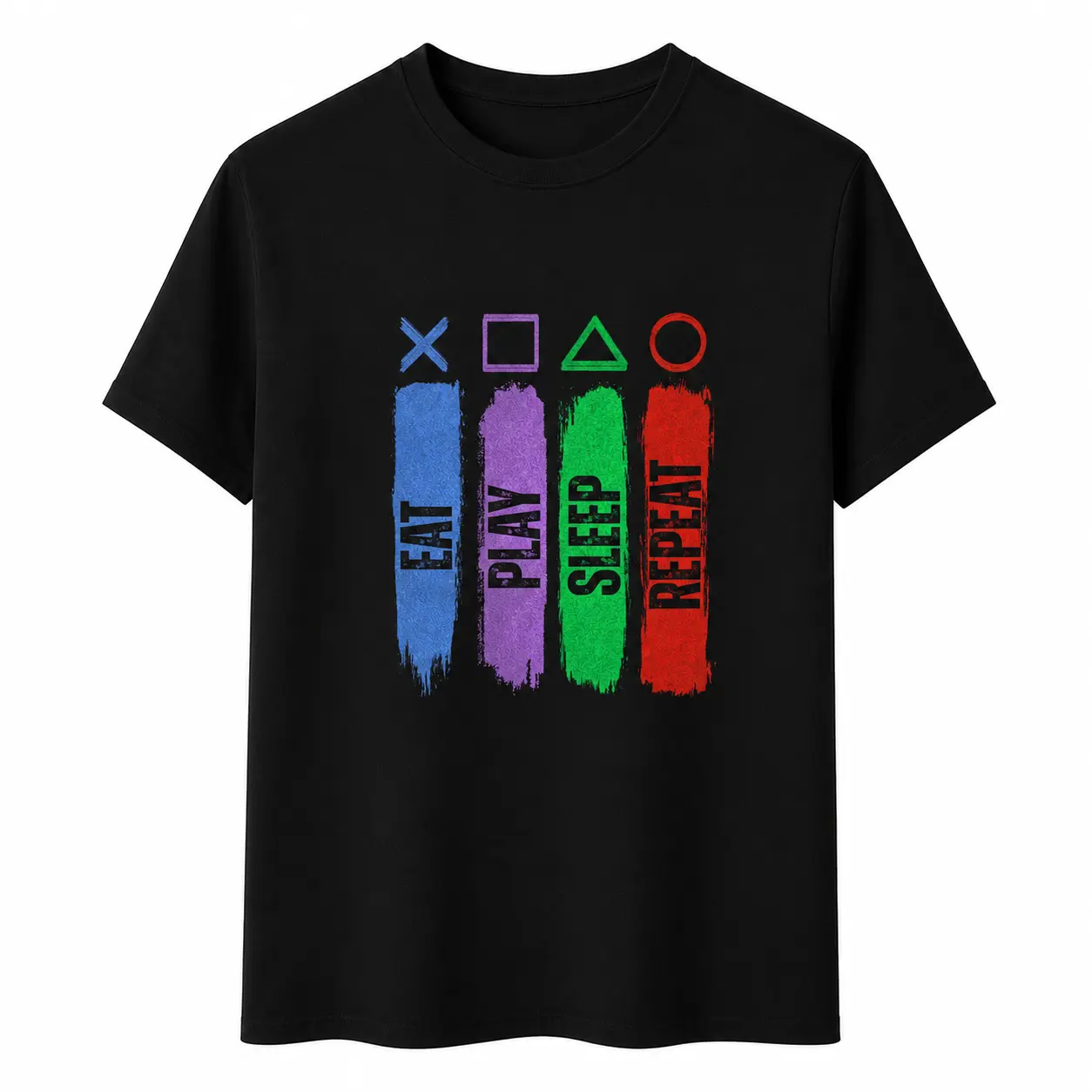 Eat Play Sleep Repeat T-Shirt, Unisex Cotton Gamer Graphic Tee for Video Game Fans, Casual Gaming Shirt