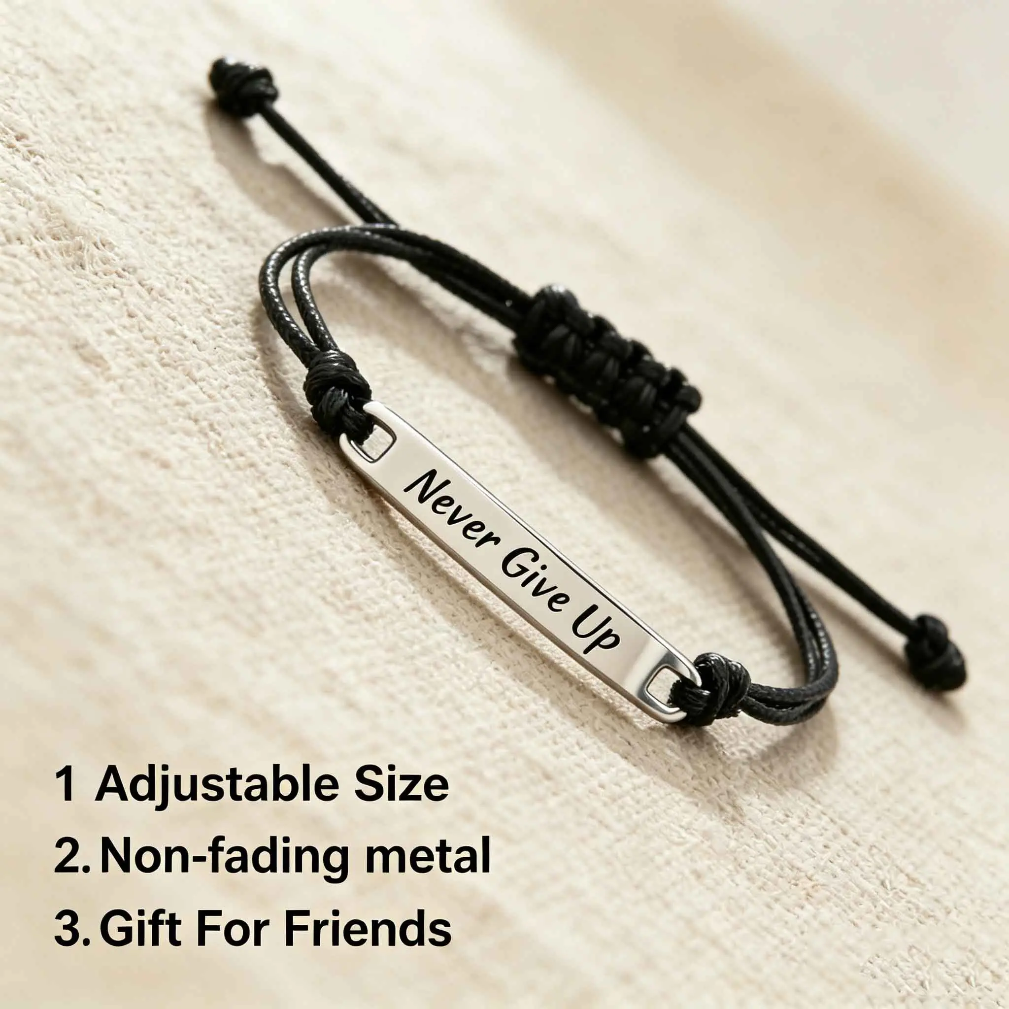 Never Give Up Inspirational Bracelet — Timeless Style Suitable for All Occasions, Unisex