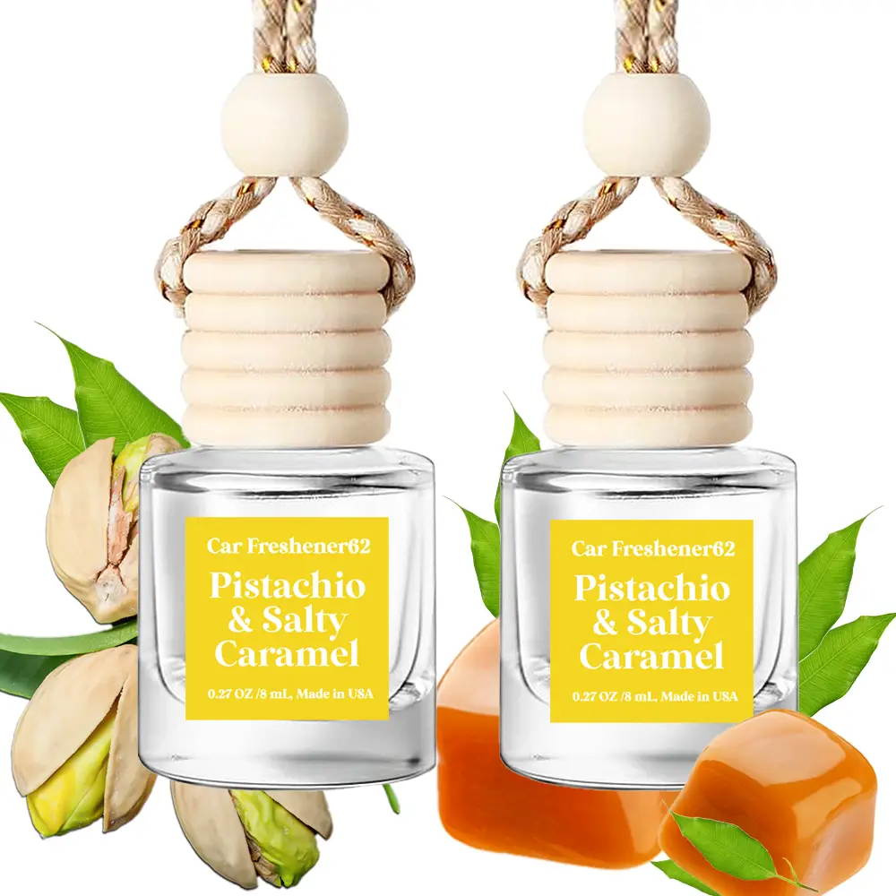 2 Pack Pistachio & Salted Caramel Car Air Freshener Hanging Car Diffuser Frangrance Freshener Made in USA Last 60 days car accessories