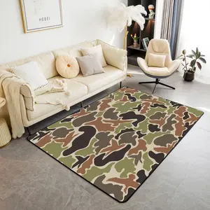 Duck Hunter Green Camouflage Hunting Living Room Rugs Area Rug  Kids Black Brown Accent Rug for Boys Teens Camo Army Indoor Floor Mat Home Decorative Rug Bohemian Style Rugs