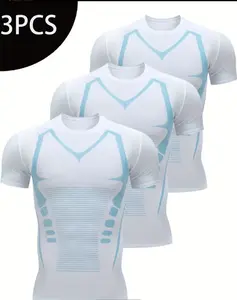 3-Pack Men's Athletic Short-Sleeve Tees American Style Quick-Dry Breathable Sweat-Wicking Fabric for Gym Running Basketball Training