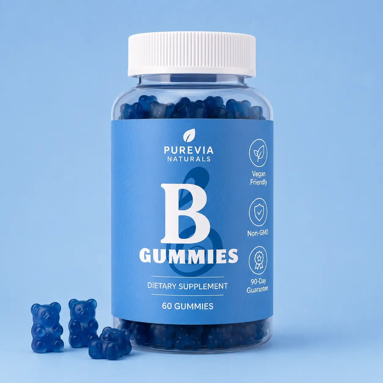 Purevia Naturals Women's Multivitamin Gummies | Vitamins A, C, E & B6 + Herbal Blend | Berry Flavor | Vegan, Gluten-Free & Soy-Free | Daily Chewable Supplement | 60 Gummies | 30-Day Supply